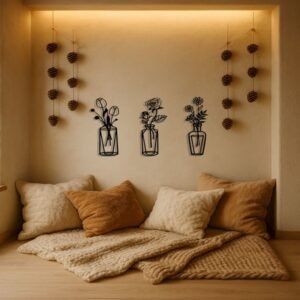 CIFbuy Vintage 3 Piece Iron Flower Wall Art Set Rustic Floral Wall Sculpture Farmhouse Decor For Living Room Bedroom Kitchen (TikTok, Temu Pick-up Service)