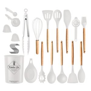 4 Colors Options -- Set Of 35Pcs Kitchen Cooking Utensils Set Spatula Set Baking Utensil Set Kitchen Accessories Necessities With Holder Egg Whisk Separator Tong Turner Spoons Cups