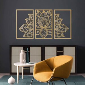 Handmade Metal Golden Lotus Mandala Wall Art - Boho Zen Decor For Living Room