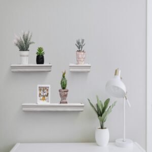 Floating Shelves 17.9 Wall Mounted Wood Shelves For Bathroom, Bedroom, Living Room, Kitchen, Hanging Shelf For Books Storage Decor With Invisible Brackets, White