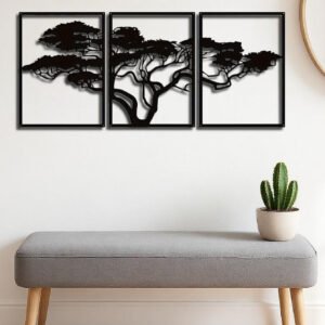 Set Of 3 Black Metal Tree Of Life Wall Arts,Stunning Boho Spiritual Decor