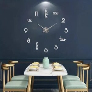 Large Modern Art Deco Wall Clock Silent Acrylic Unique Decorative Wall Clocks For Living Room Bedroom Home Office Hotel Classroom (Black)